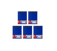 APLI 20974 - Pack de 5 porte-blocs A4 bleus avec rabat et pince métal | Idéal pour la prise de notes et l'organisation en déplacement