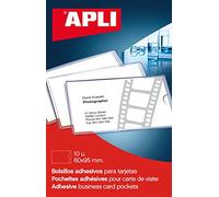 APLI 2580-10 pochettes autocollantes pour cartes de visite - 60x95 mm.