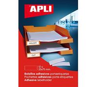 APLI 2616 Lot de 12 pochettes porte-étiquettes autocollantes 75 x 25 mm