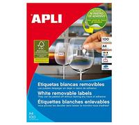 Apli 3055 étiquettes blanches amovibles 52,5 x 21,2 mm 100 feuilles