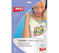 APLI 4128 - Papier transfert vêtement blanc - 10 Feuilles A4 - Compatible avec les imprimantes Ink Jet