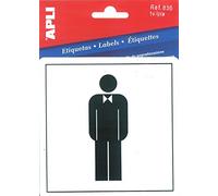 APLI 836 - étiquette de signalisation "toilettes homme" - 1 unité - Dimension: 114 x 114 mm