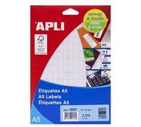 APLI - Adhésif permanent - blanc - 8 x 12 mm 3375 étiquette(s) (15 feuille(s) x 225 dossier avec eurohole - étiquettes G