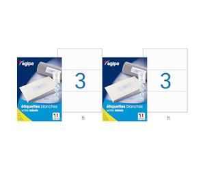 Apli Agipa 119019-300 Etiquettes adhésives blanches A4 MU - 210 x 99 mm - Impression : laser, copieur, jet d'encre - Fabriqué en France (Lot de 2)
