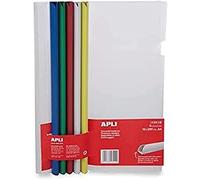 APLI-AGIPA 48809 Kit Reliure Polypropylène 30 feuilles Bord Incurvé 10 x 297 mm 5 Baguettes Couleur 5 Couverture Transparent Vert