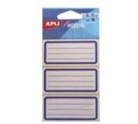 APLI-Agipa - Étiquettes scolaires - 34 x 75 mm - Blanc/bleu doublé - 24 unités