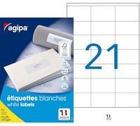 Apli Agipa - Boite Étiquettes Adhésives Blanches Multi-Usages Coins Droits - Certifié FSC - Anti-bourrage - 70 x 42 mm - 2100 Étiquettes 119009