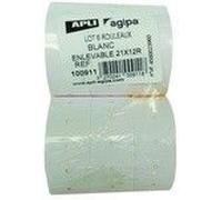Agipa 100919 Paquet de 6 roul de 1000 étiquettes Blanc rectangulaire enlevable