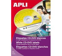 Apli-Agipa Etiquettes - Adhésif Permanent - Blanc - 114 X 40 Mm 200 Étiquette(S) (100 Feuille(S) X 2 Boîte - Étiquettes Pour Cd/Dvd