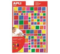 APLI Pochette de gommettes 13530 – 756 gommettes carrées métallisées multicolores, 7 couleurs