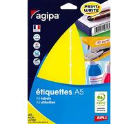 APLI Étiquettes adhésives permanentes mates multi-usage 32 x 70 mm Jaune 120 étiquettes