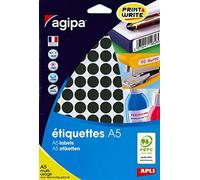 APLI-AGIPA Lot de 3 Etuis A5 ( 10F ) de 960 Pastilles Gommettes Rondes 15 mm Noir
