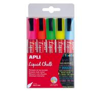 Apli-Agipa Lot De 5 Marqueurs Craie Liquide Effaçable 22,5x9 Cm