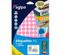 Apli-Agipa - Mat - Adhésif Permanent - Rose - Arrondi 15 Mm 960 Étiquette(S) (10 Feuille(S) X 96 Enveloppe Avec Eurohole - Étiquettes Multi-Emploi