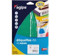 Apli-Agipa - Mat - Adhésif Permanent - Vert - 32 X 70 Mm 120 Étiquette(S) (10 Feuille(S) X 12 Enveloppe Avec Eurohole - Étiquettes Multi-Emploi