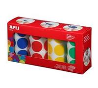 APLI-AGIPA Pack 4 rouleaux gommettes diam. 33mm Bleu Rouge Vert Jaune
