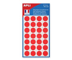 Apli-AGIPA Pastille Adhésive 15 mm Pochette lot de 168, Rouge 111843
