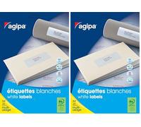 Apli Agipa - Pochette Étiquettes Adhésives Blanches Multi-Usages - Coins Arrondis - 50 x 20 mm - Certifié FSC - 1400 Étiquettes (Lot de 2)