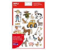 APLI Gommettes – La ferme – Animaux, fermier, tracteur – Enfant, 3 feuilles