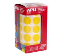 APLI Rouleau de gommettes rondes 4859 – Jaune – Ø 20 mm – 1770 pièces