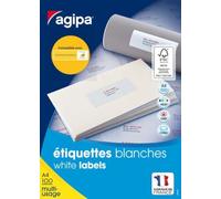 Apli Agipa - Boite Étiquettes Adhésives Blanches Multi-Usages - Certifié FSC - Anti-bourrage - 70 x 37 mm - 2400 Étiquettes