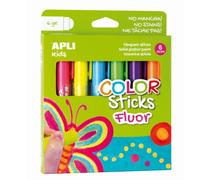 Apli colour sticks solid fluorescent tempera - pack 6 units de 6g - satin finish sin no need de varnish - fast drying in less than 3 minutes - wax or tempera effect depending on the pressure.