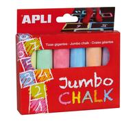 APLI Craies de couleurs géantes - Boîte de 6 sans poussière (sulfate de calcium)