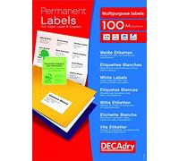 Apli DECAdry Boîte de 100 Etiquettes multi-usage 210 x 297 Blanc