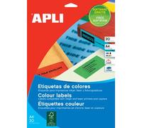 Apli Étiquettes Colorées Ft 210 X 297 Mm, Jaune, 20 Pièces, 1 Par Feuille (1599) 1 Unité(S)