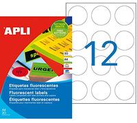 APLI Etui 240 étiquette 60 mm (12 x 20F A4) Las/Cop Ronde FLUO Rouge