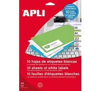 APLI Etui 240 étiquette 70x37 mm (24 x 10F A4) Multi-usage Coin Droit Permanent Blanc