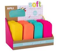 APLI Fluor Soft - Trousse à crayons - silicone - jaune fluorescent, orange fluorescent, bleu turquoise, rose fluorescent G