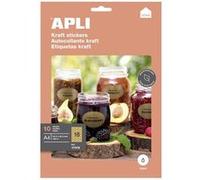 APLI Étiquettes kraft 17378 – Pochette 10 feuilles 63,5×42,3 mm Ovales Adhésif permanent