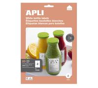 APLI Home - Brillant - adhésif permanent - blanc - 80 x 120 mm 80 étiquette(s) (20 feuille(s) x 4 dossier avec eurohole - étiquettes de bouteille