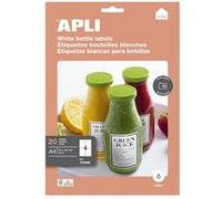 APLI Home - Brillant - adhésif permanent - blanc - 80 x 120 mm 80 étiquette(s) (20 feuille(s) x 4 dossier avec eurohole - étiquettes de bouteille G