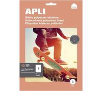 Apli Home - Polyester - Adhésif Permanent - Blanc - A4 (210 X 297 Mm) 10 Étiquette(S) Dossier Avec Eurohole - Étiquettes Résistantes Aux Intempéries