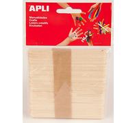APLI Bâtons en bois – Sachet de 50 – Naturel – 115 x 10 mm – Pour enfants