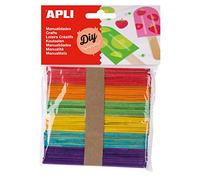 Apli kids 013064 Sachet de 50 batons en bois couleurs assorties 115x10 mm