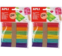 Apli kids 013064 Sachet de 50 batons en bois couleurs assorties 115x10 mm (Lot de 2)