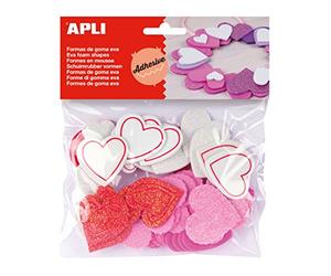 Apli kids 013283 Sachet de 52 coeurs mousse adhésive à paillettes
