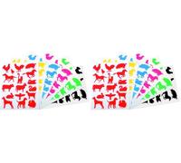 APLI Kids 10114 - Pochette de 204 Gommettes animaux de la ferme - 12 Feuilles - 6 couleurs : Jaune, bleu, noir, rouge, rose, vert. (Lot de 2)