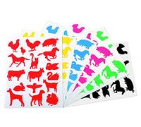 APLI Kids 10114 - Pochette de 204 Gommettes animaux de la ferme - 12 Feuilles - 6 couleurs : Jaune, bleu, noir, rouge, rose, vert.