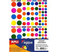 APLI Kids 101633-2080 gommettes Rondes Multicolores - 3 Tailles différentes - 20 Feuilles de gommettes Rondes de Couleur enlevables.