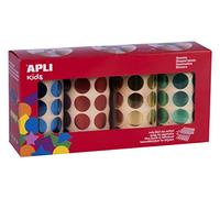 Apli kids 102410 Boite de 4 Rouleaux de Gommettes Rondes 20 mm