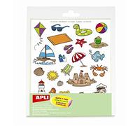 Apli Kids 11435 - Pochette de 3 feuilles de gommettes enlevables sur le thème de la Plage Multicolore