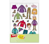 APLI Kids 11438 - Pochette de 3 Feuilles de Gommettes enlevables sur le thème des vêtements Multicolore