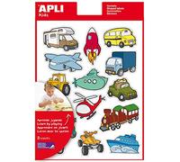 APLI Kids 11442 - Sachet de gommettes, 3 feuilles, Les transports