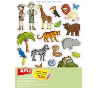APLI Kids 11445 - Pochette de 12 feuilles de gommettes sur le thème de la jungle multicolore moyen