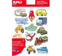 Apli KIDS 11454 - Pochette de 12 feuilles de gommettes enlevables sur le thème des transports Multicolore Moyen