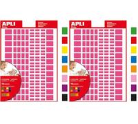 APLI Kids 119221 - Pochette de gommettes rectangles - 1440 gommettes rectangulaires pour des activités éducatives et ludiques - 8 couleurs (Lot de 2)